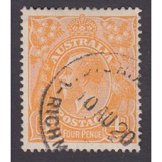 Australian    King George V    4d Orange   Single Crown WMK  Plate Variety 2R6..